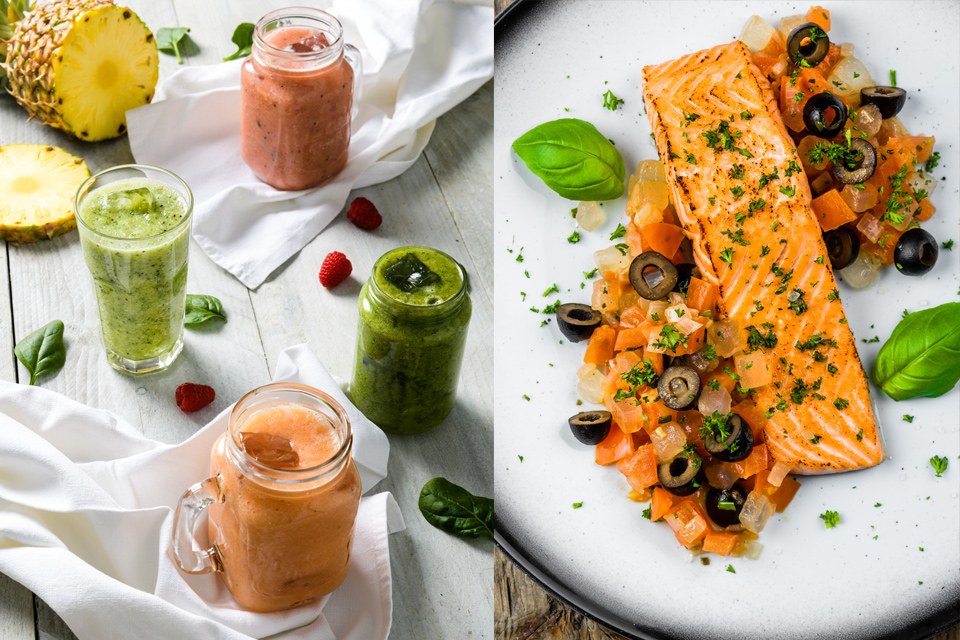 4 verse smoothies en zachtgegaarde zalm